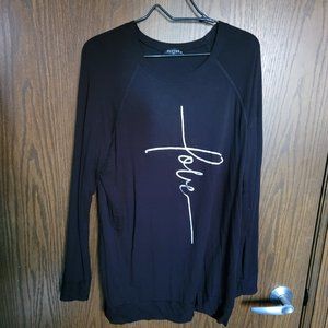 EUC Black Zutter USA Long Sleeve LOVE Graphic Tee Top Size Medium